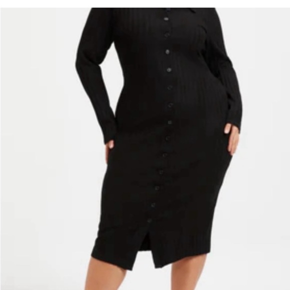 Good American ribbed Black Button-Down‎ Dress 0 90’s, goth, sexy - Picture 11 of 11